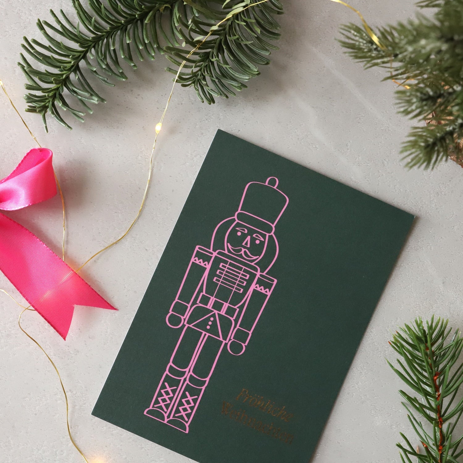 Postkarte „Fröhliche Weihnachten“ mit Gold