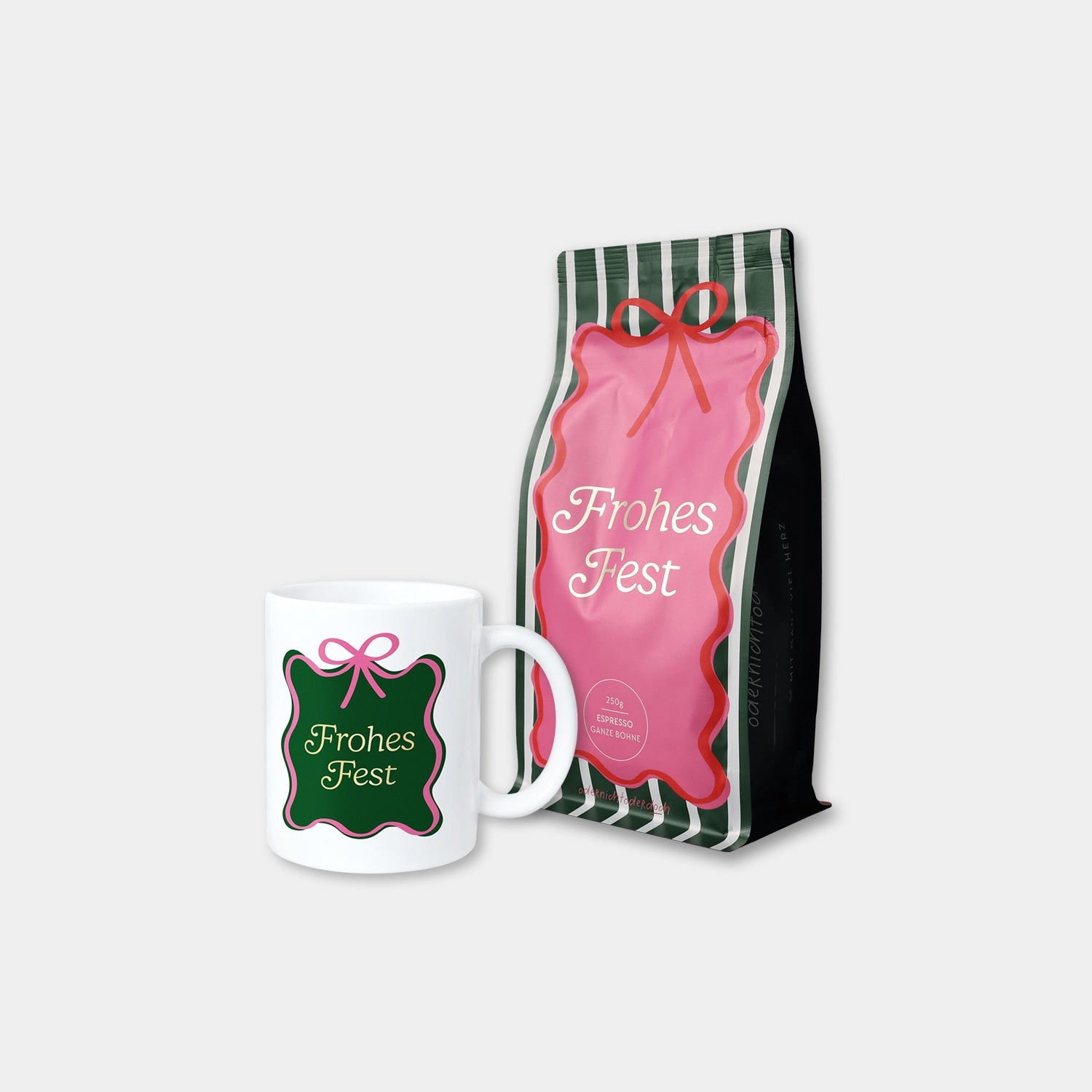 Bundle Tasse & Kaffee „Frohes Fest“, ganze Bohne, 250g
