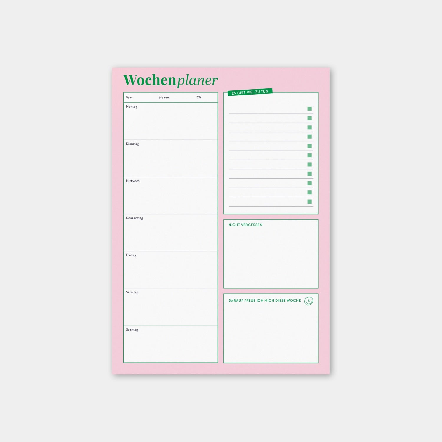 Notizblock A4 „Wochenplan“