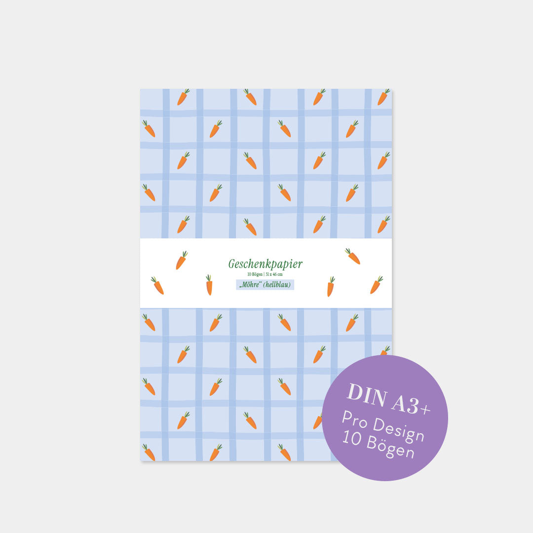 Geschenkpapier "Möhre" (hellblau)