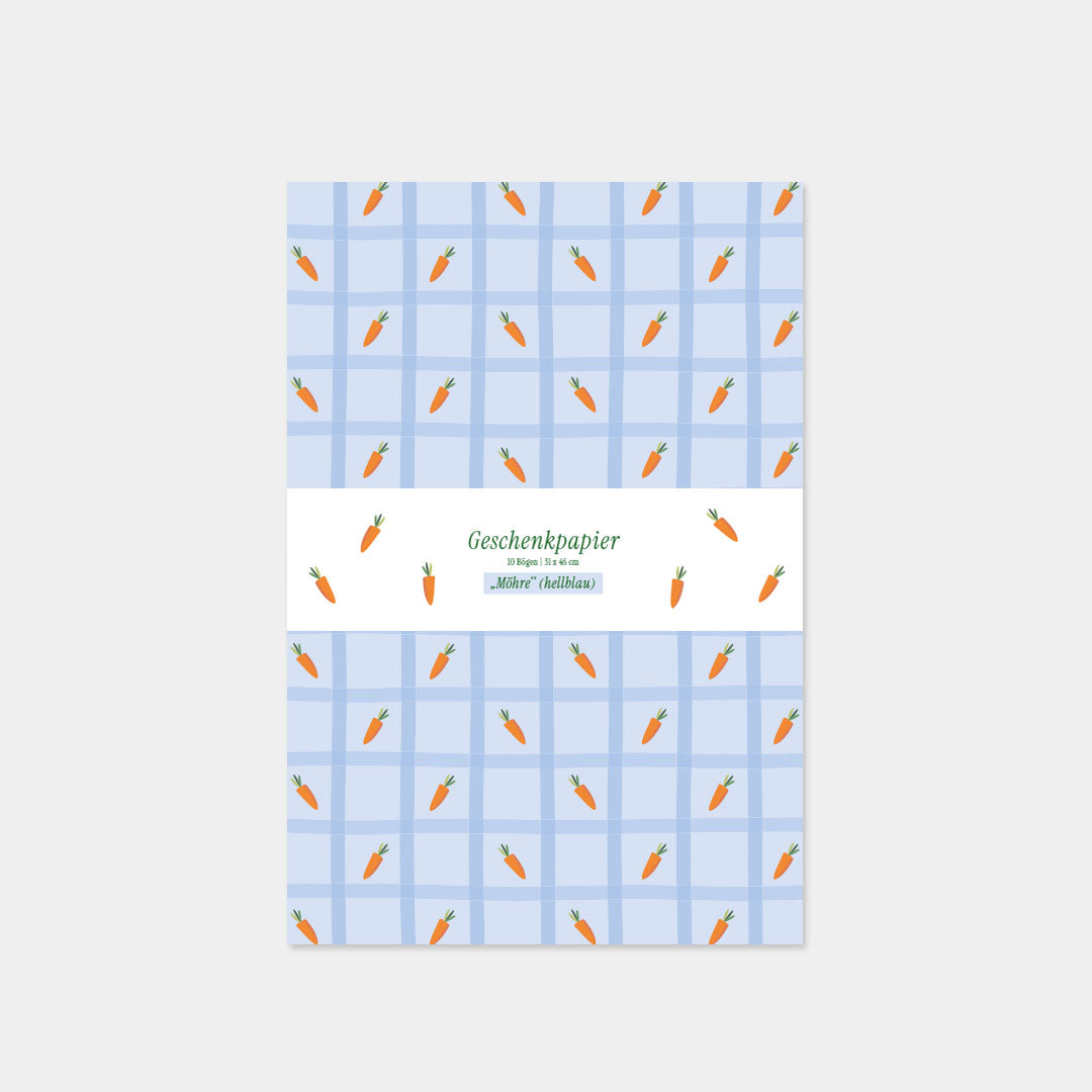 Geschenkpapier "Möhre" (hellblau)