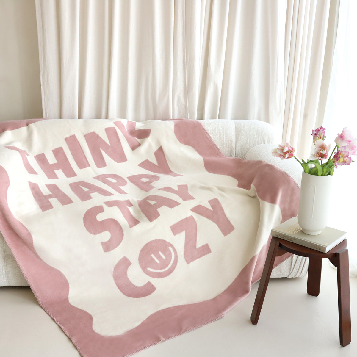 Kuscheldecke „Think happy“ - 150 x 200 cm