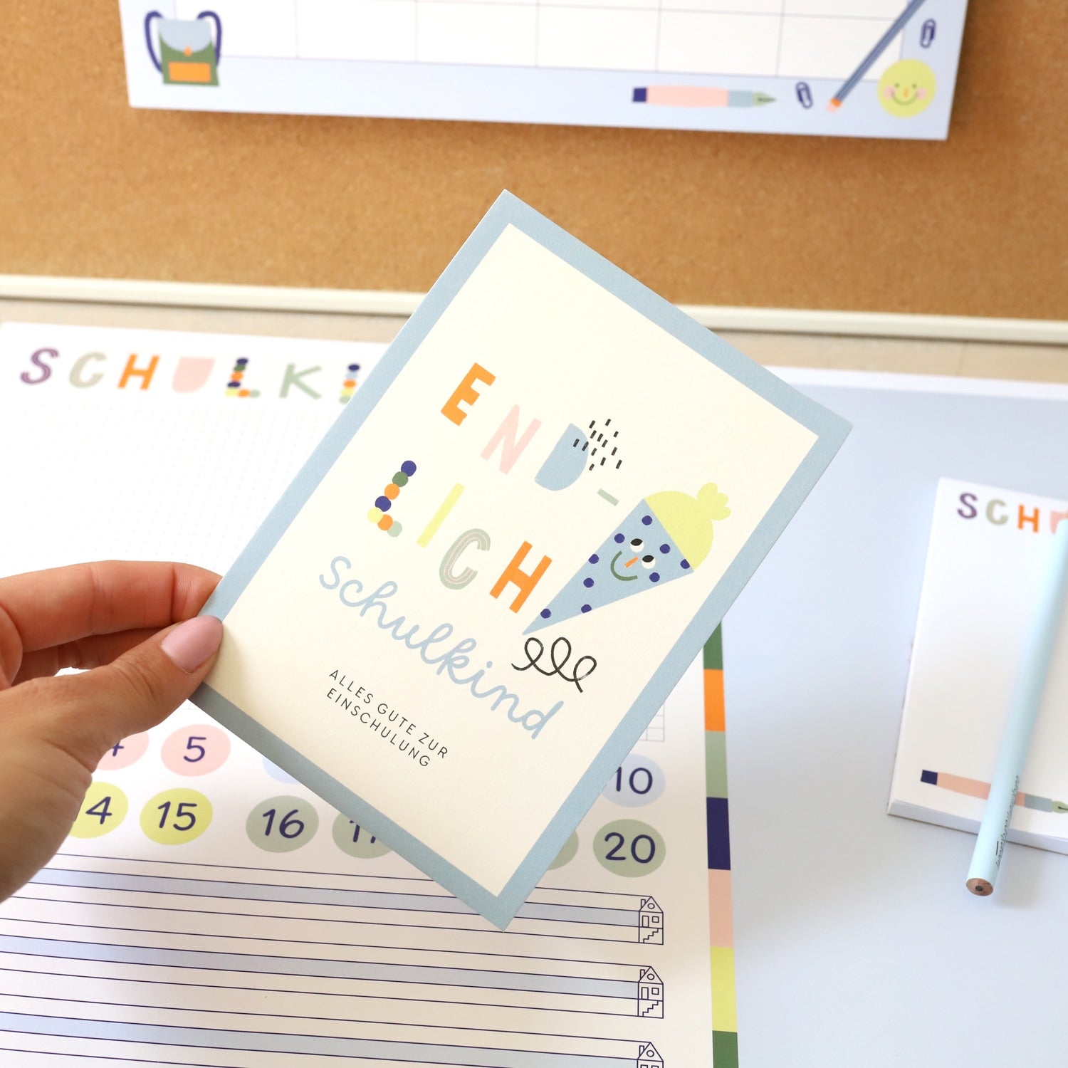 Postkarte „Endlich Schulkind“