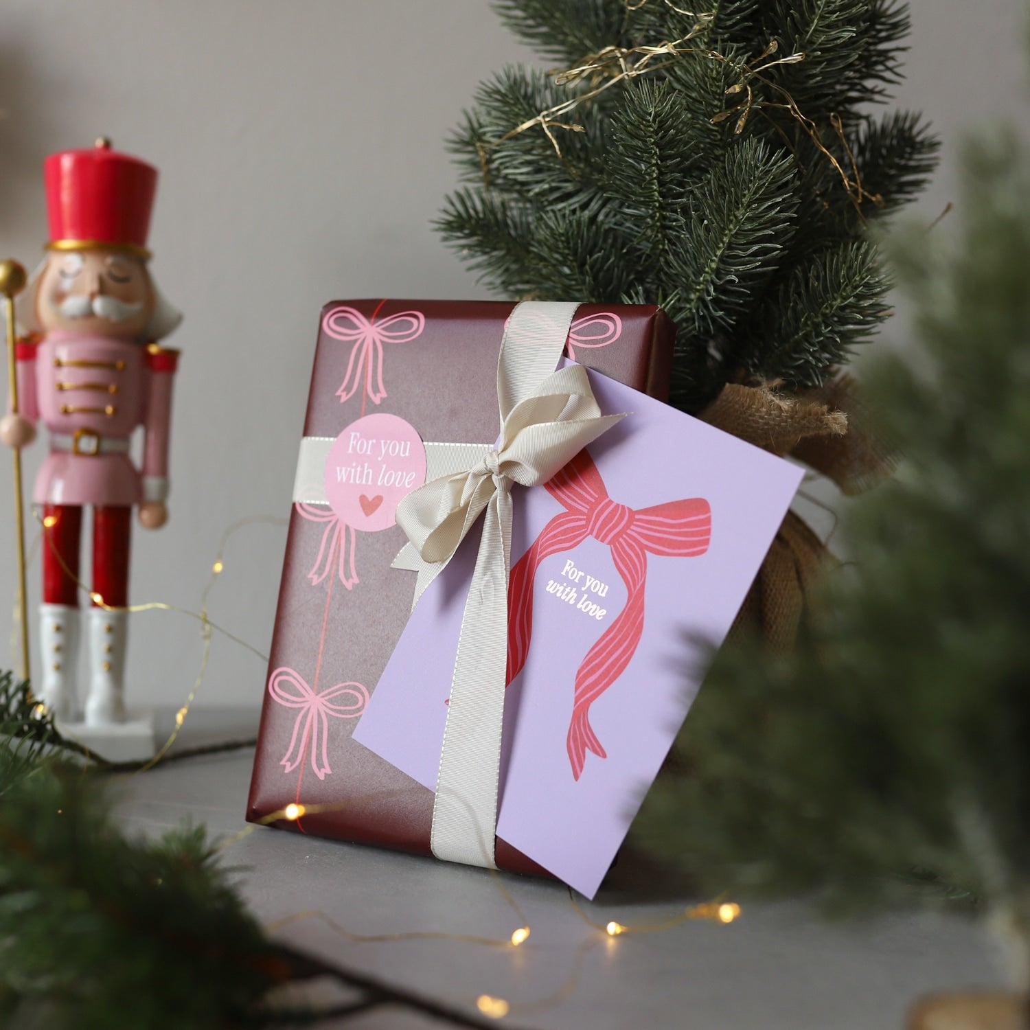 Postkarte „For you with love“ mit Gold